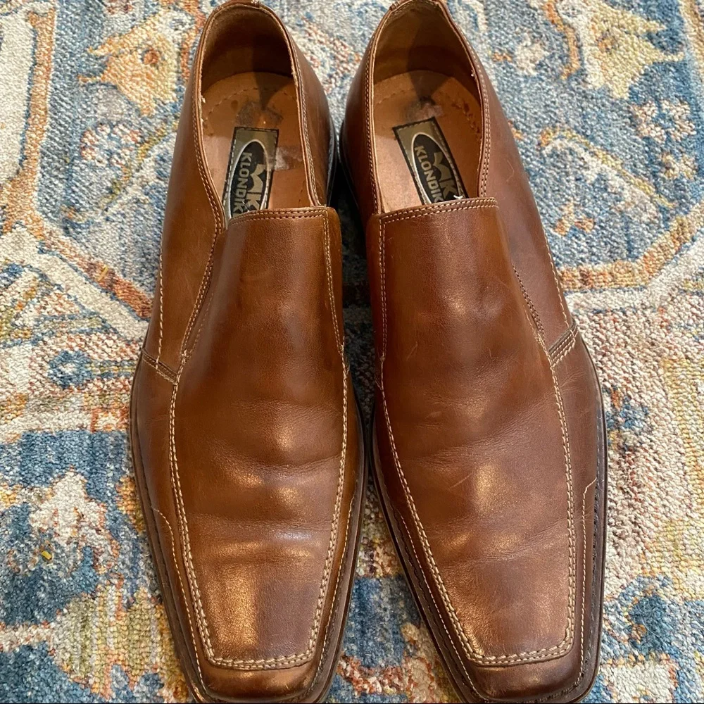 Cognac Color Slip On Leather Shoes - Picture 1 of 5